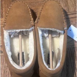 Lands End Kids Suede Leather Moccasin Slippers New